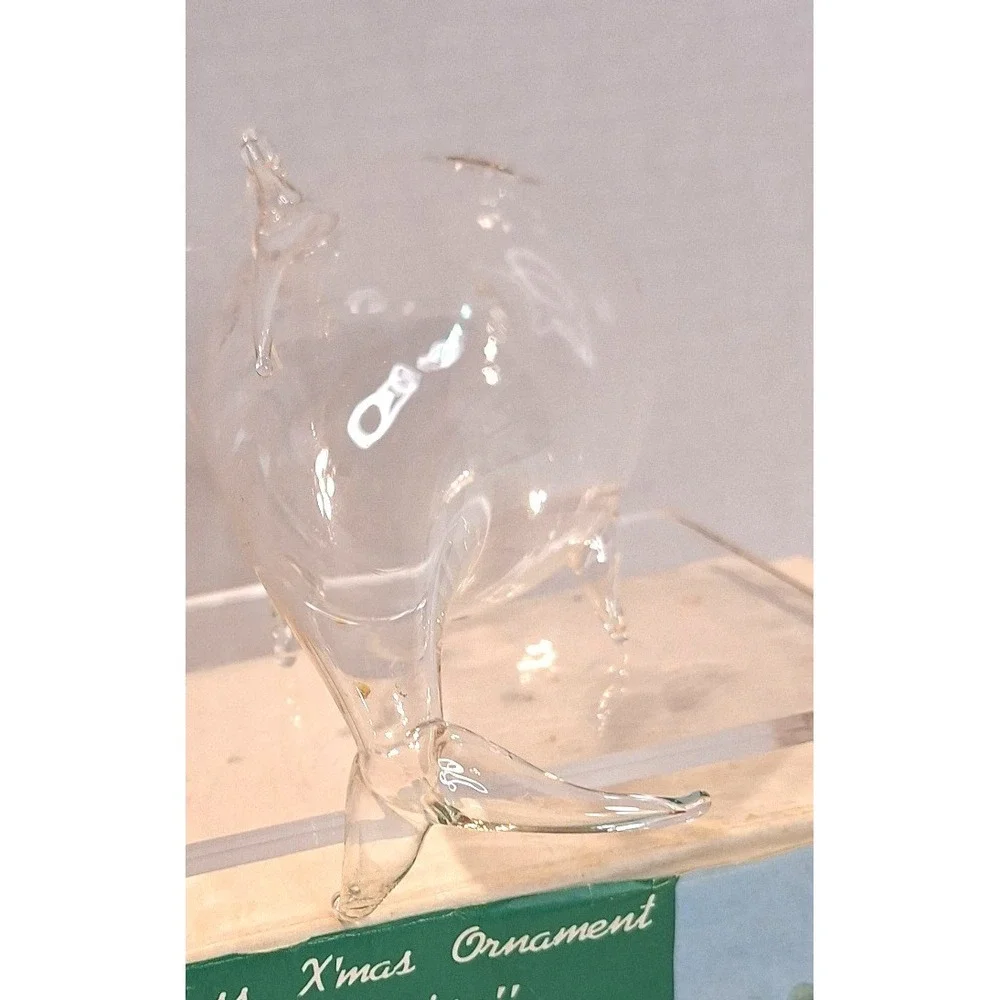 Vintage Clear Glass Dolphin Ornament Propagation Vase Plant Terrarium Ben's Inc